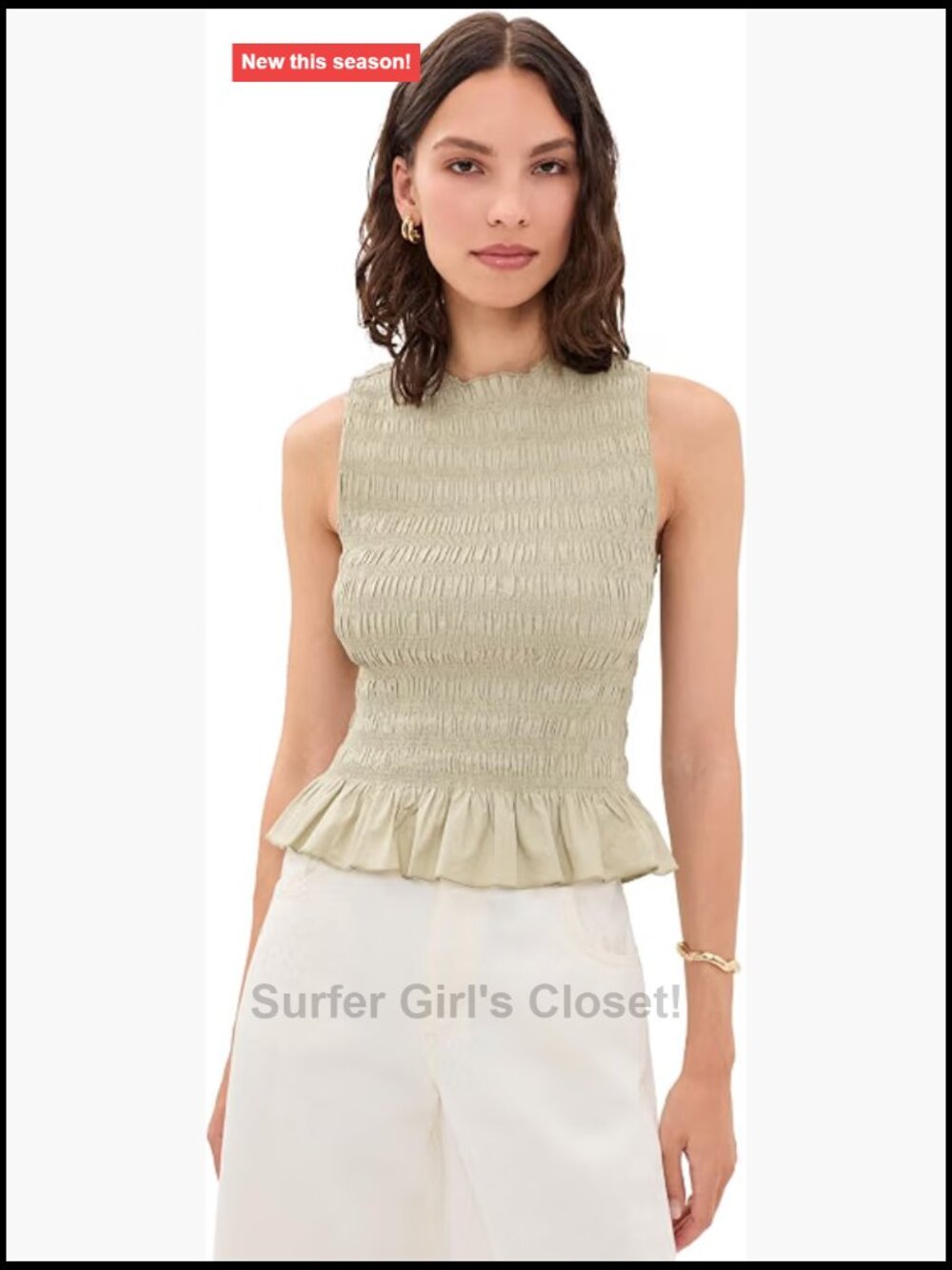 Pistola Phoebe Smocked Tank Sleeveless Cotton Spandex Peplum